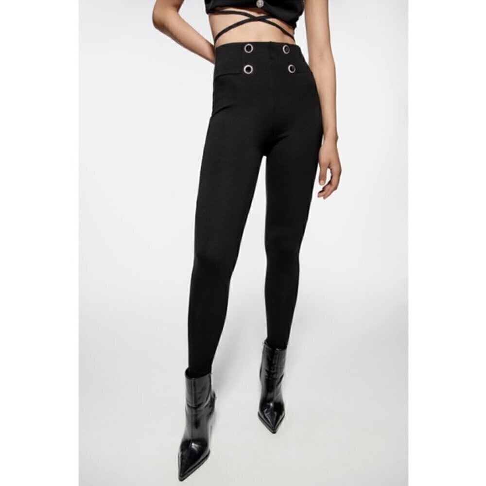 ZARA JEWEL BUTTON LEGGINGS SIZE L